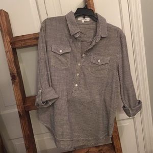 Charcoal gray stripe button down shirt